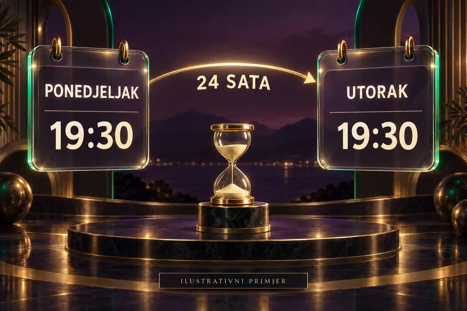 Ilustrativni primjer 24 sata od ponedjeljka u 19:30 do utorka u 19:30