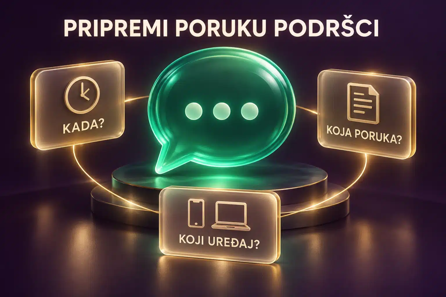 Podaci za poruku podršci: kada se problem pojavio, koja je poruka prikazana i koji uređaj koristiš